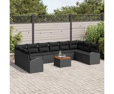 Lauko baldų komplektas Sodo Sofų Rinkinys su saugykla 11 pcs Juoda poliratanas