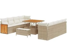Sodo Sofų Rinkinys su pagalve 11 pcs Bežinė ir kreminė