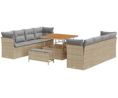 Lauko baldų komplektas Sodo Sofų Rinkinys 11 pcs Smėlio poliratanas