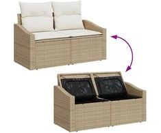 Sodo Sofų Rinkinys su pagalve 11 pcs Bežinė ir kreminė
