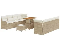 Sodo Sofų Rinkinys su pagalve 11 pcs Bežinė ir kreminė