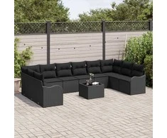 Lauko baldų komplektas Sodo Sofų Rinkinys Juoda 55 x 55 x 37 cm poliratanas