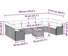 Sodo Sofų Rinkinys Juoda 55 x 55 x 37 cm poliratanas