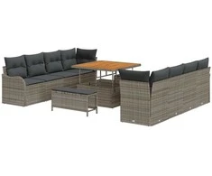 Sodo Sofų Rinkinys su pagalve su saugykla 11 pcs Pilka