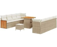 Sodo Sofų Rinkinys su pagalve 11 pcs Bežinė ir kreminė