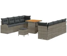Sodo Sofų Rinkinys su pagalve su saugykla 11 pcs Pilka