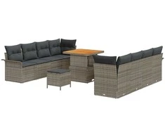 Sodo Sofų Rinkinys su pagalve su saugykla 11 pcs Pilka