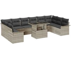 Sodo Sofų Rinkinys 11 pcs Šviesiai pilka Poli ratanas