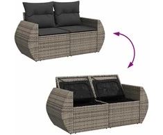 Lauko baldų komplektas Sodo Sofų Rinkinys su pagalve 11 pcs Pilka poliratanas