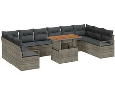 Sodo Sofų Rinkinys su pagalve 11 pcs Pilka ir ruda