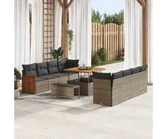 Sodo Sofų Rinkinys Pilka 231 x 224 x 85 cm poliratanas