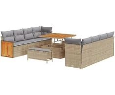 Sodo Sofų Rinkinys su pagalve 11 pcs Bežinė ir šviesiai pilka