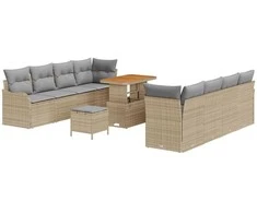 Lauko baldų komplektas Sodo Sofų Rinkinys su pagalve 11 pcs Smėlio poliratanas