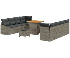 Sodo Sofų Rinkinys su pagalve su saugykla 11 pcs Pilka