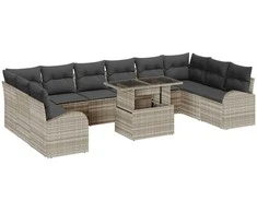Sodo Sofų Rinkinys 11 pcs Šviesiai pilka Poli ratanas