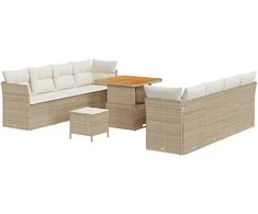 Sodo Sofų Rinkinys su pagalve 11 pcs smėlio ir kreminės spalvos