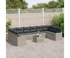 Lauko baldų komplektas Sodo Sofų Rinkinys Šviesiai pilka 55 x 55 x 37 cm poliratanas
