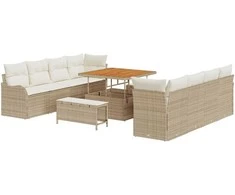 Sodo Sofų Rinkinys su pagalve 11 pcs Bežinė ir kreminė