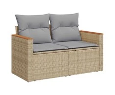 Lauko baldų komplektas Sodo Sofų Rinkinys 11 pcs Smėlio poliratanas