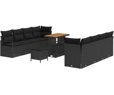 Sodo Sofų Rinkinys su pagalve su saugykla Juoda 90 x 55 x 71 cm