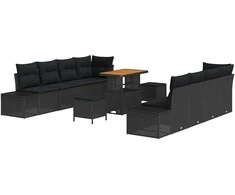 Sodo Sofų Rinkinys Juoda 90 x 55 x 71 cm Poli ratanas