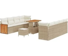 Sodo Sofų Rinkinys su pagalve 11 pcs Bežinė ir kreminė