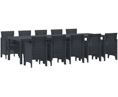 Sodo valgomojo komplektas 11 pcs Antracitas Plastmasė