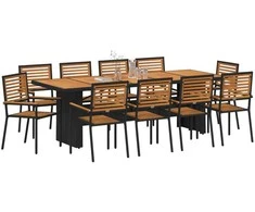Sodo valgomojo komplektas 11 pcs Juoda ir Ruda poliratanas
