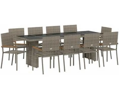 Lauko baldų komplektas Sodo valgomojo komplektas 11 pcs Pilka poliratanas