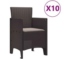 Sodo valgomojo komplektas 11 pcs Ruda ir Taupe Poli ratanas