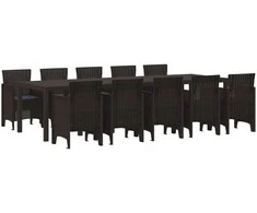 Sodo valgomojo komplektas 11 pcs Ruda ir antracitas Ratanas