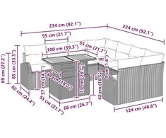 Sodo Sofų Rinkinys su pagalve 11 pcs Juoda