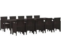 Sodo valgomojo komplektas 11 pcs Ruda ir Šviesiai pilka