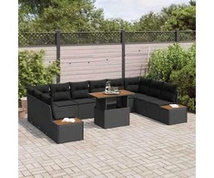 Sodo valgomojo komplektas su pagalve 11 pcs Juoda ir Ruda