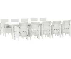 Sodo valgomojo komplektas 11 pcs Baltas ir šviesiai pilkas