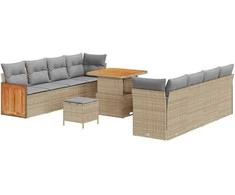 Sodo Sofų Rinkinys su pagalve 11 pcs Bežinė ir šviesiai pilka