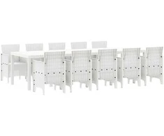 Sodo valgomojo komplektas 11 pcs Balta Ratana ir Plienas