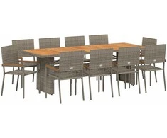 Lauko baldų komplektas Sodo valgomojo komplektas 11 pcs Pilka poliratanas