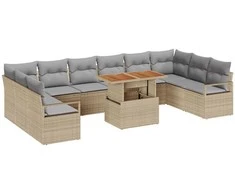 Sodo Sofų Rinkinys su pagalve 11 pcs Bežinė ir pilka