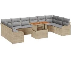 Sodo Sofų Rinkinys 11 pcs smėlio ir šviesiai pilkos spalvos