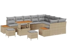 Lauko baldų komplektas Sodo Sofų Rinkinys 12 pcs Smėlio poliratanas