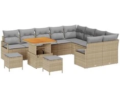 Lauko baldų komplektas Sodo Sofų Rinkinys su pagalve 12 pcs Smėlio poliratanas