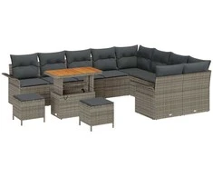 Sodo Sofų Rinkinys su pagalve su saugykla 12 pcs Pilka