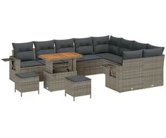 Lauko baldų komplektas Sodo Sofų Rinkinys 12 pcs Pilka poliratanas