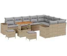 Sodo Sofų Rinkinys su pagalve 12 pcs Bežinė ir šviesiai pilka