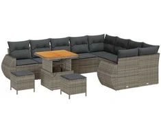 Lauko baldų komplektas Sodo Sofų Rinkinys 12 pcs Pilka poliratanas