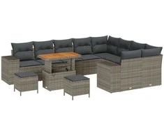 Sodo Sofų Rinkinys su pagalve su saugykla 12 pcs Pilka
