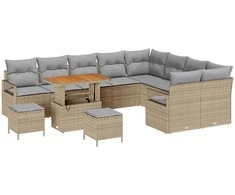 Lauko baldų komplektas Sodo Sofų Rinkinys su pagalve 12 pcs Smėlio poliratanas