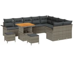 Sodo Sofų Rinkinys su pagalve su saugykla 12 pcs Pilka