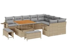 Lauko baldų komplektas Sodo Sofų Rinkinys 12 pcs Smėlio poliratanas